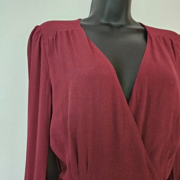 Aritzia Wilfred Lina Wrap Midi Dress Sz S Rust Red Crepe Flowy Feminine Timeless - Picture 5 of 11